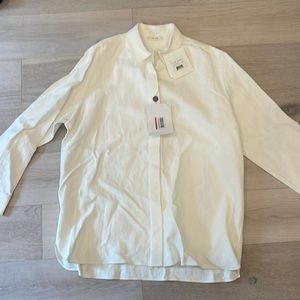 The Row “plaster” white linen button down size large